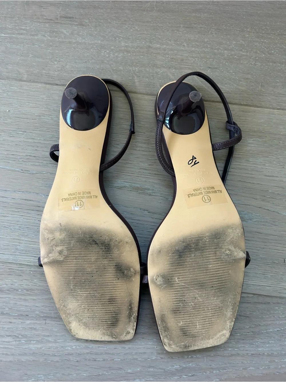 Lulu's Brown Strappy Square-Toe Kitten Heel Sandal